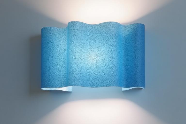 Fjordlys vegglampe med en blå, bølget tekstur.